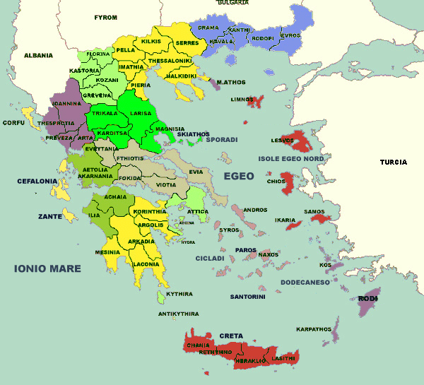 Carta geografica Grecia